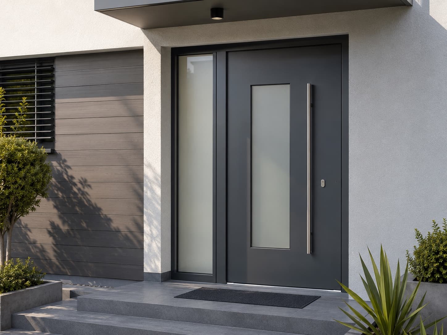 Porte d'entrée contemporaine en aluminium anthracite