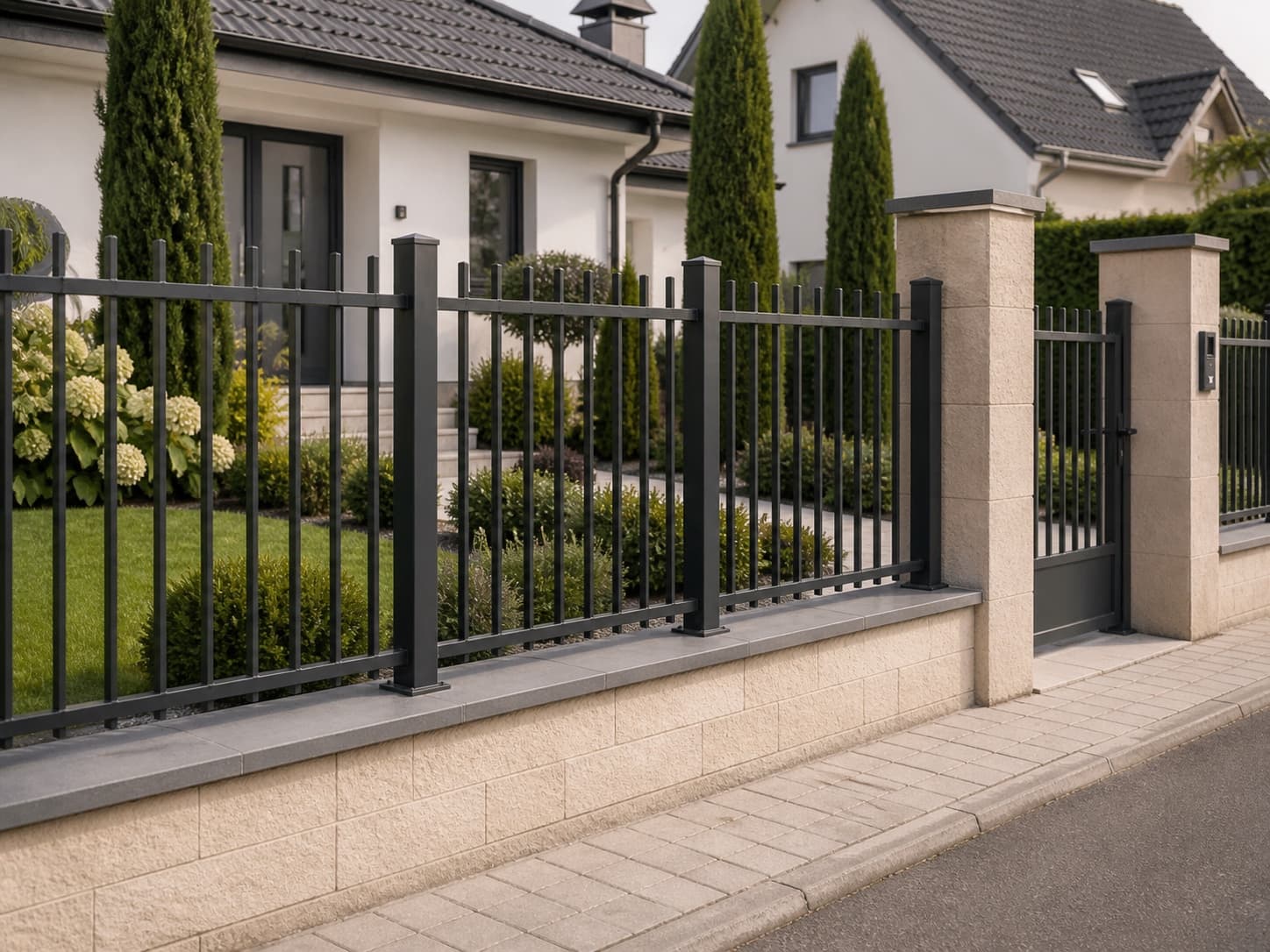 Clôture de propriété en aluminium thermolaqué avec portail assorti